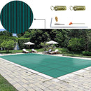 SucceBuy Pool Safety Cover Fits 16x32ft Rectangle Inground Pools Safety Pool Cover with Drainage Holes Mesh Solid Pool Cover
