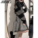 Gestreifter Kontrastpullover Damen Langarm Strickpullover Koreanische Mode Streetwear Pullover Herbst Neuer Freizeitpullover