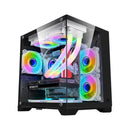 Black MINI Gaming Computer Case MATX Panoramic Side Transparency Without Pillars Support 240 120 WaterCooler Desktop Chassis