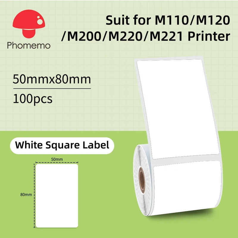 Phomemo Mini Printer Thermal White/Color/Round/Transparent Sticker Self Adhesive Waterproof Sticker For M110 M220 M221 M120 M200