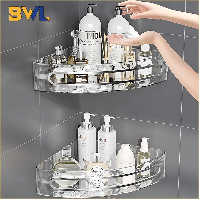 2PCS Bathroom Shelves Kitchen Storage Organizer Plastic Shampoo Rack Shower Shelf Bathroom Accessories No Drill Shelf