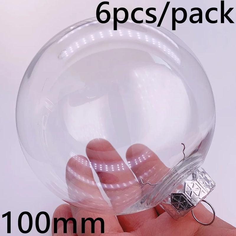 6 Pieces x DIY Shatterproof Transparent Home Christmas Decoration Bauble Ornament 80mm Plastic Window Opening Ball