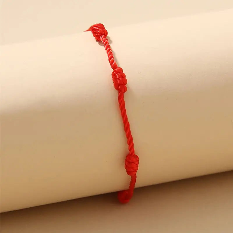 2 Pieces Hand-Woven Red Rope Handmade Braid 7 Knots Red String Anklets Bracelets Gift for Mother's Day Father's Day F19D