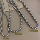 ANENJERY 6/8/10MM Gray Imitation Pearl Beads Chain Necklace for Women 2024 Trend Elegant Lady Necklace Jewelry Gifts
