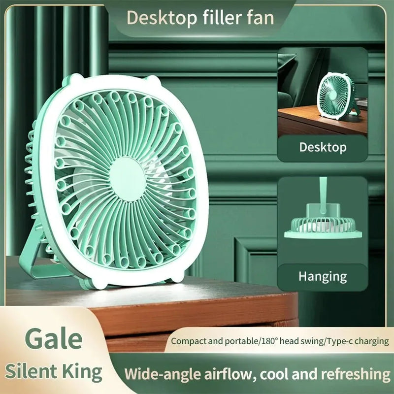 1pc Desktop And Household Circulating Electric Fan Silent Strong Wind And Convenient Lighting Small Fan For Bedrooms Living Room