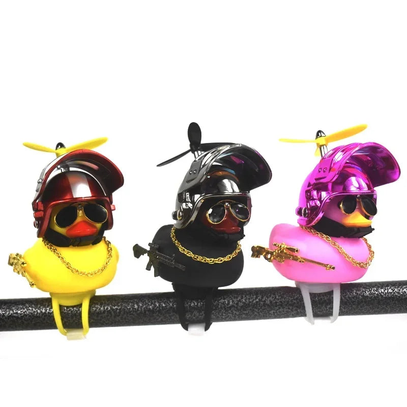 Wholesale Bike Car Yellow Rubber Duck Accessories Weapon Gold Black M416 AKM 98K AMW Duck Toy Bicycle Car Decoration Duckling