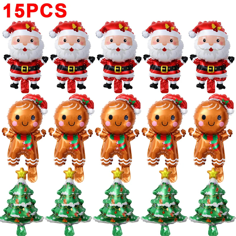 15/1Pcs Christmas Foil Balloons Santa Claus Xmas Tree Aluminum Balloons New Year Kids Gifts Toys Xmas Birthday Party Decorations