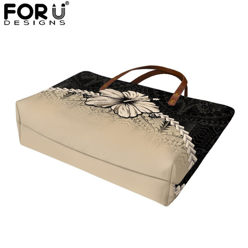 FORUDESIGNS High Quality Women Handbag Polynesian Pattern Hibiscus Flower Printing Personal Luxury Female Shoulder Bolsas