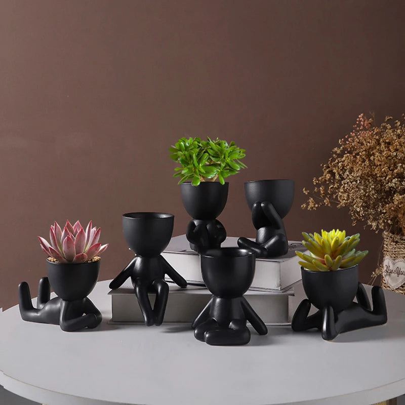 Nordic Modern Ceramic Figurines Succulent Flower Pots Creative Green Plants Potted Plants Home Tabletop Crafts And Ornaments