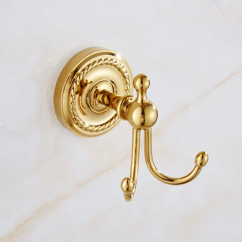 Gold Bath hardware Set Bathroom Accessories Shelf Soap Dish Toilet Paper Holder Soap Dispenser Robe Hook ELM53G