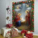 Christmas Tapestry Jesus Birth Manger Barn Wall Hanging Angel Easter Wall Decor Christ Tapestries Nativity Scene Room Decoration