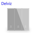 Delviz 16A wall light switch, grey crystal glass panel, Lamp push button switch controller, 1gang 2ways UK Standard Power Switch