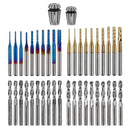 40pcs End Mills CNC Router Bits with ER11, ER16 Collet, 1/8" Shank CNC Cutter Milling Carving Bit Set