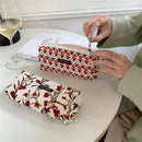 Cute Floral Corduroy Pencil Case Small Cosmetic Lipstick Travel Portable Storage Bag Stationery Pen Makeup Bag Handbag Organizer