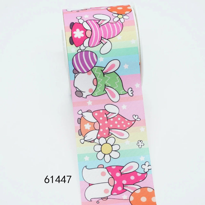 5 Yards Easter Rabbit Printed Grosgrain Satin Ribbons For Bows DIY Craft Decoration Packaging Supplies, 10 Pieces Resins. 59086