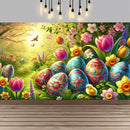 Easter Happy Theme Party Decoration Backdrop Spring Grass Flowers Rabbit Easter Egg Party Supplies Decorations Banner Gift