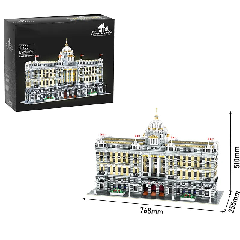 10423PCS Classical Bank Building Blocks MOC Bank Street View Model Bricks Desktop Decoration Diy Toys For Kids Holiday Gifts