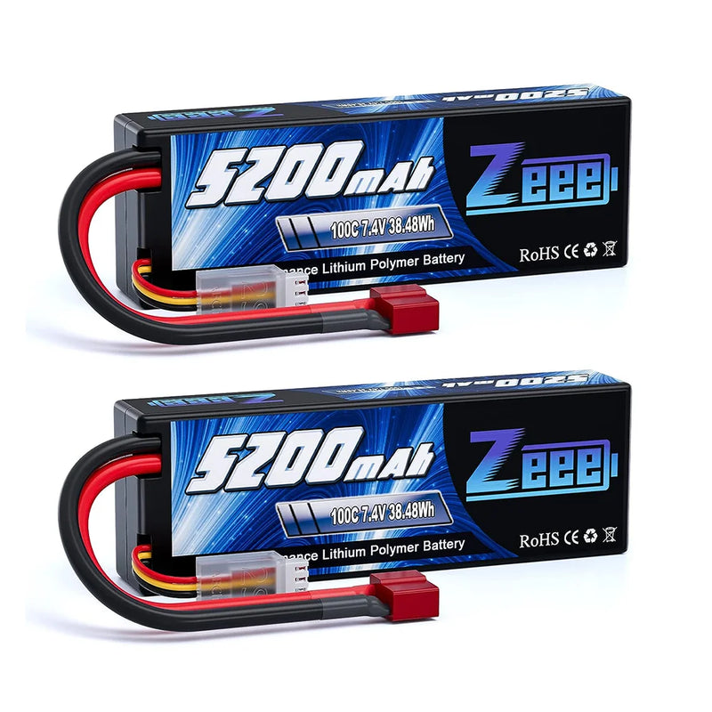 1/2 Units Zeee Lipo Battery 2S 7.4V 100C 5200mAh with Deans Connector for RC Car Truck Vehicle Buggy Losi RC Racing Models Parts
