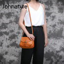 Johnature Retro Genuine Leather Women Summer Small Bag 2026 New Simple Leisure Nature Cowhide Female Shoulder & Crossbody Bags