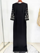 Modphy 2026 New arrivals Spring Fashion Heavy Industry Beaded Diamond Slim Midi Dress Women's Half Sleeve Female Vestidos