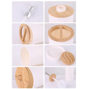 6PCS  Bamboo Lid Bathroom Kit, Soap Bottle, Toothbrush Holder, Mouthwash Cup, Soap Box, Toilet Brush, Portable Trash Can