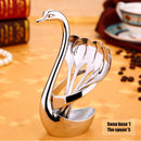 Juego de vajilla portátil de acero inoxidable 304, juego de cubiertos con soporte de cisne, cuchara, tenedor, mesa de cena