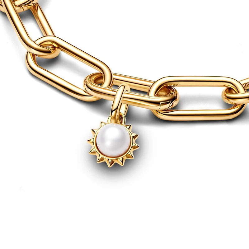 2023 New 14K Gold Plated 925 Silver Power of the Light Sun Medallion Charm Fit Original Pandora  Me Bracelet Women Jewelry DIY