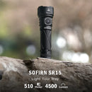Sofirn SR15 4500LM Flashlight SFT25R Powerful LED Light 21700 USB C Rechargeable Discharge Torch