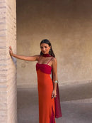 The Amalfi Hour | Colour-Block Scarf-Collar Maxi Dress