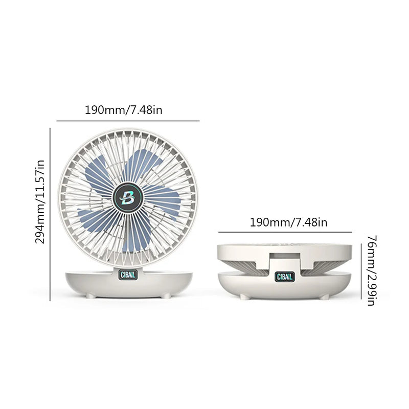 Foldable Fan Rechargeable Wall Mounted Fan Table Fan Portable Air Conditioner Wireless Fan Personal Fan 3 Speed for Home Office