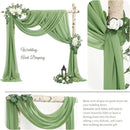 2pcs Sage Green Wedding Arch Chiffon Sheer Drapes ,Wedding Arch Drapes Sheer Backdrop Curtain for Wedding Ceremony Party Decor