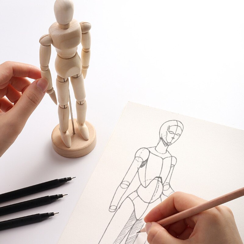 Drawing Sketch Mannequin Model Movable Limbs Wooden Hand Body Draw Action Toys Figures Home Decoration Artist Model Jointed Doll