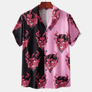 Hawaiian Shirt for Men Cuban Collar Devil Print Men's Shirt Streetwear Fashion Summer New Short Sleeve Top Men's Trendy Clothing