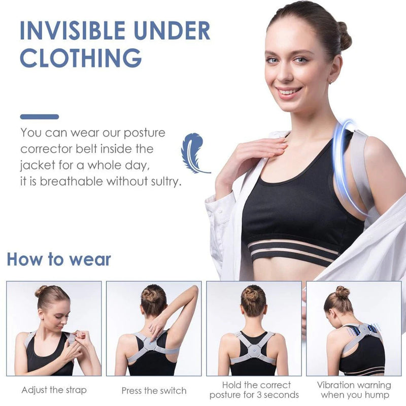 Intelligent Posture Corrector Back Posture Trainer Clavicle Spine Shoulder Correction Smart Tips Adjustable Length Back Support