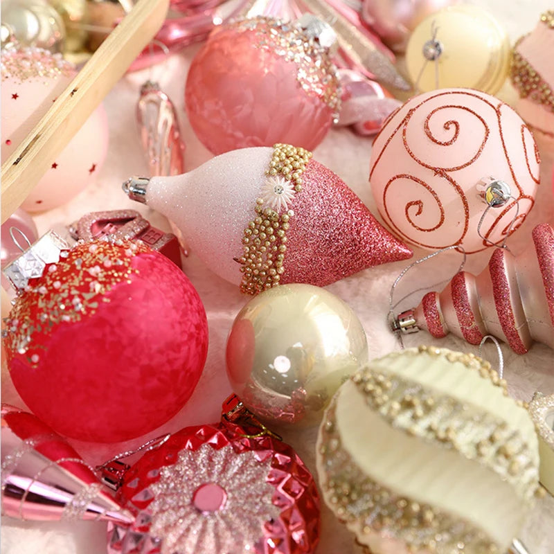 Christmas Decorations Pink Shaped Ball Tree Top Star Decoration Indoor Outdoor Scenes Shop Layout Holiday Creative Combination
