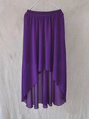 SETWIGG Summer Bohemian Style Dip Hem Long Chiffon Skirts Elastic Waist High Low Long Pleated Asymmetric Chiffon Skirts 15 Color