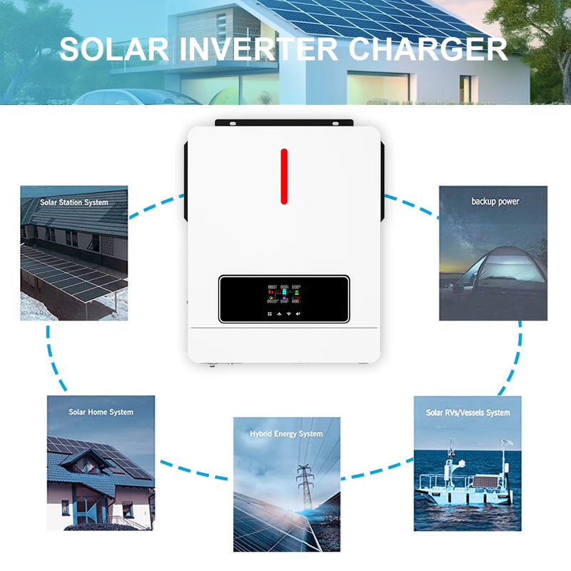 6Kw 4Kw Mppt Inverter 5kw 48V 24V Solar Hybrid Inverter 3Kw 2Kw 1Kw 220V Full Sine Solar Power Inverter Max 120A