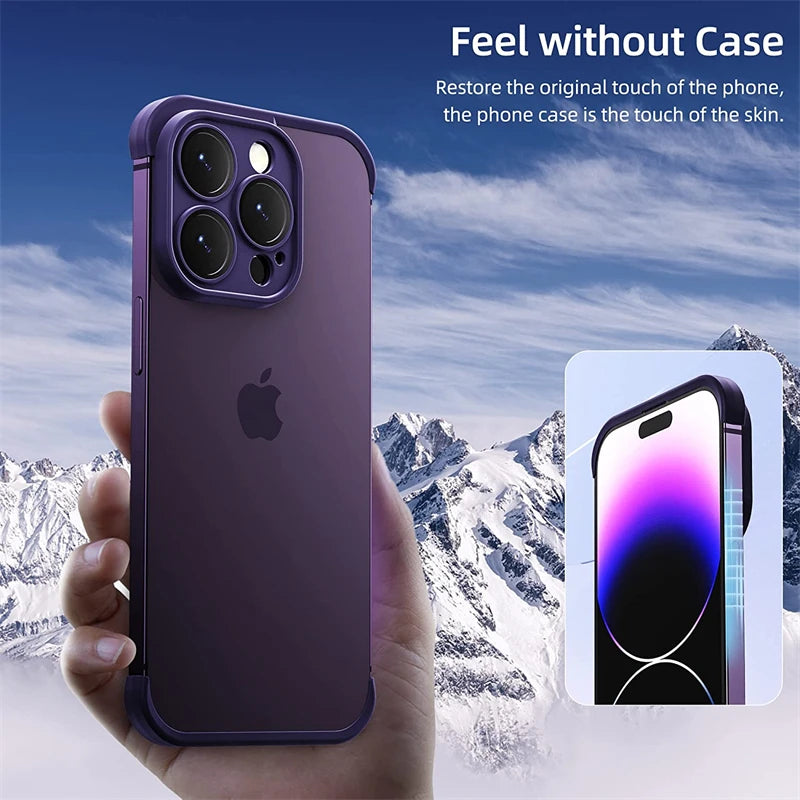 Frameless TPU Silicone Bumper with Glass Lens Protector Case for IPhone 14 13 12 15 Pro Max Plus 14Pro 13Pro IPones I14 Cover