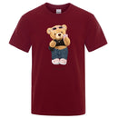 Street Teddy Bear Selfie Swag Girl  Prints Men Tops Fashion Summer T Shirt Mens Short Sleeve Hip Hop Streetwear