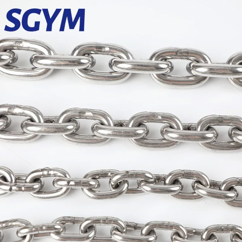 304 Stainless Steel Chain 3/3.5/4/5/6/8/10mm Diameter Hanging Chain Gourd Lifting Heavy Duty Welded Binding Chain Kirin Whip