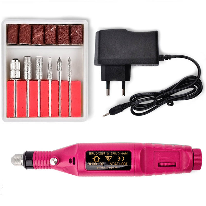 1 Set Portable Electric Nail Drill Machine Manicure Set Pedicure Nail Gel Remover File Professional Strong Nail Polishing Tools