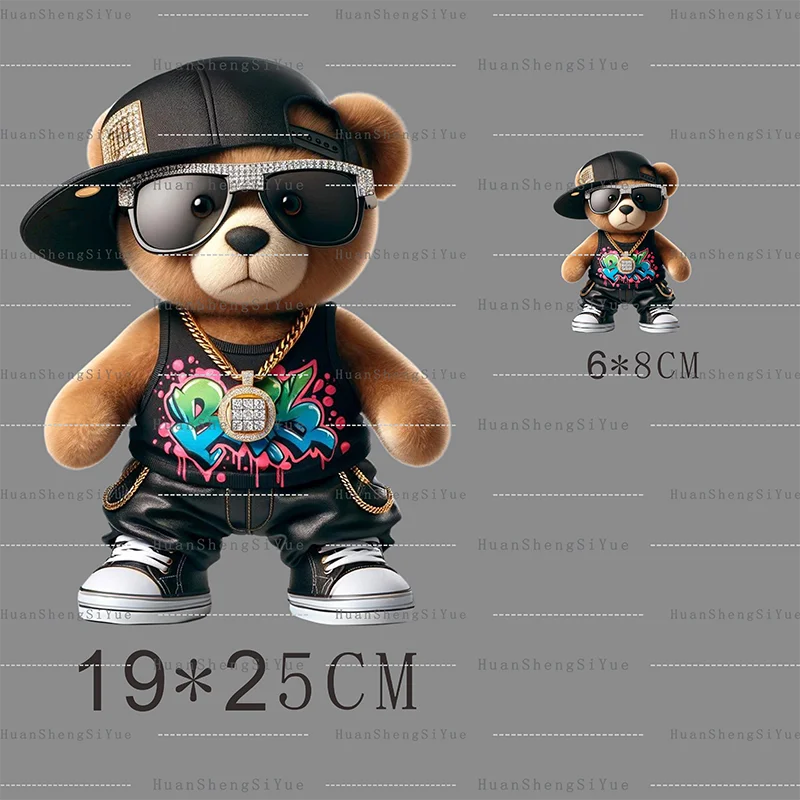 Playful Bear Ironed Sticker Clothes DTF Halloween Thanksgiving Fashion T-shirt Hoodie DIY Jacket Patch Heat Transfer Sticker