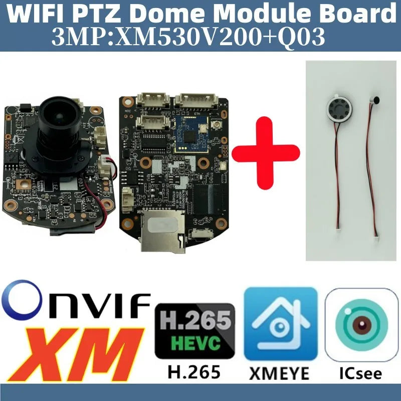 WIFI PTZ Audio 4/3MP IP Camera Module Board M12 Lens IRCut XM530AI+SC401AI Wireless For Speed Dome Icsee XMeye CMS onvif P2P