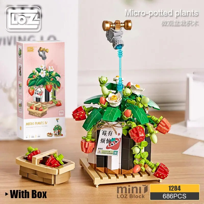 LOZ Lizhi Fomantic Cactus Desk Potted Assembly Small Particle，Mini Flowers Green Plant Decoration Toys，DIY Kid Gift For Adult