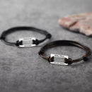 Custom Mens Bracelet Stainless Steel Personalize Engraved Baby Name Birth Date Square Adjustable Rope Bangle Father's Day Gift