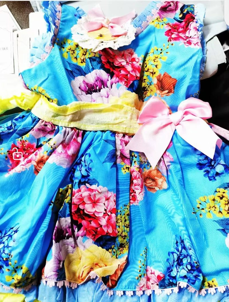 Spanish Bow Snow White Princess Dress Girls Lolita Vestido Children Birthday Eid Easter Party Ball Gown Kids Lace Boutique Cloth