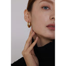 Yhpup Statement Edelstahl Geometrische Creolen Schmuck für Frauen Trendige Metalltextur 18 K Ohrringe Goldene Accessoires