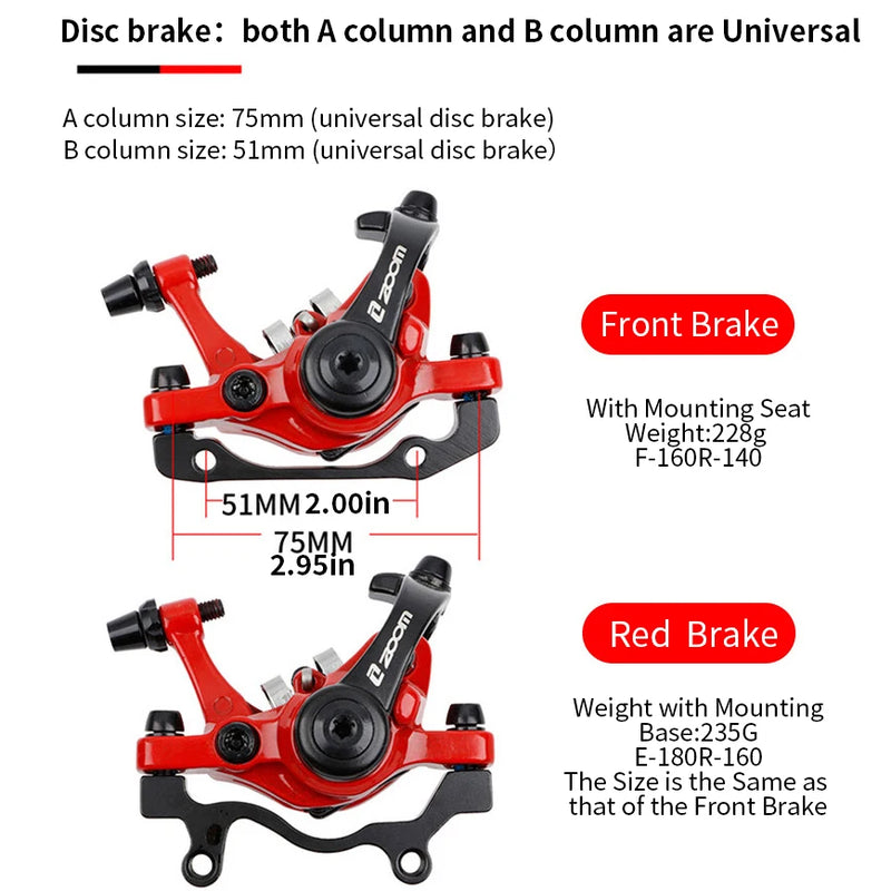 ZOOM DB680 MTB Double Driver Disc Brake IS/PM 160mm Mountain Bike Mechanical Caliper Dual Piston Electric Bilateral Drive Bicycl