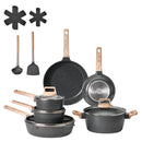 SucceBuy 17 Piece Pots and Pans Set Nonstick Detachable Handle Cookware Kitchen RV Cooking Sets, with Frying, Sauce, Saute Temp
