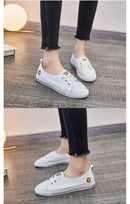 Comemore Summer Leather Women Casual White Vulcanized Shoes Sneakers Comfortable Flats Fashion 2022 Women's Slip-on Shallow Shoe